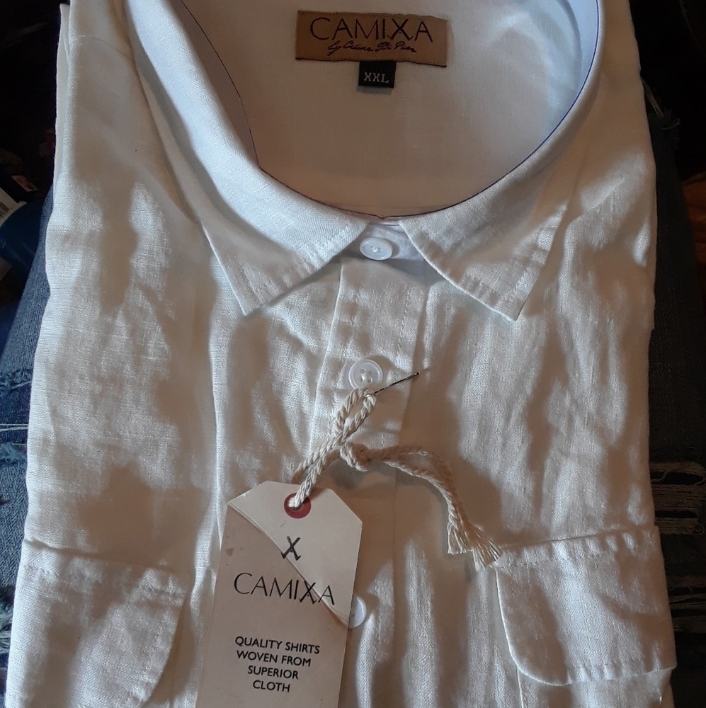 Camixa White Linen Boyfriend Button Up